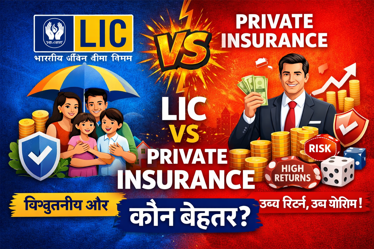 LIC policy better hai ya private insurance India